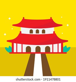 Vector de templo chino. Icono de diseño plano listo para ser utilizado para sitios web, aplicaciones móviles, presentación y cualquier otro proyecto.