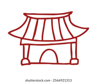 Chinese temple vector handdrawn icon. Modern, simple flat vector illustration for website or mobile app.Japonese temple symbol, logo illustration. Pixel perfect vector graphics