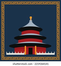 Fondo de ilustración vectorial del templo chino