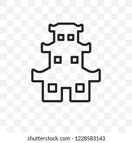 Chinese Temple vector linear icon isolated on transparent background, Chinese Temple transparency concept can be used for web and mobile