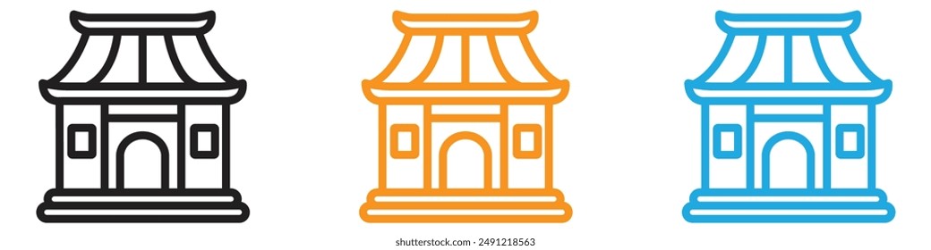 Chinese temple vector logo set collection for web app ui
