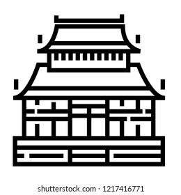 Chinese temple vector outline icon