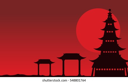 Chinese Theme Landscape Of Silhouettes