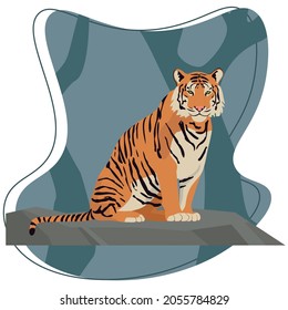 Chinese Tiger Sitting On A Stone