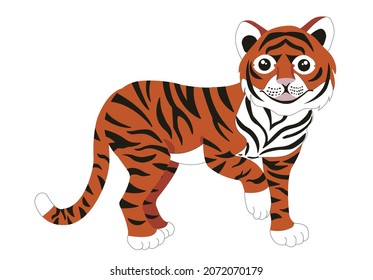 Chinese tiger. Vector stock illustration isolated on white background.