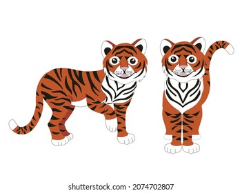 Chinese tiger. Vector stock illustration isolated on white background.