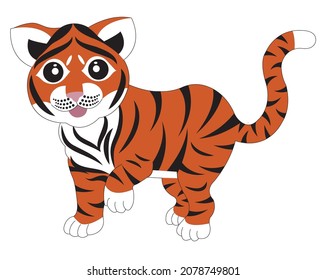Chinese tiger. Vector stock illustration isolated on white background.