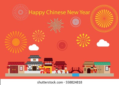 Chinese Town Celebrate Party New Year 2017 Background