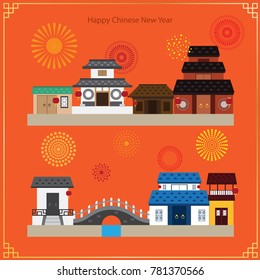 chinese town celebrate party new year 2018 background