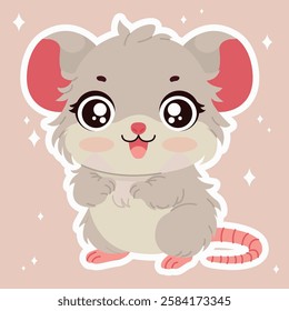 Chinese traditional 12 zodiac animals. Mouse. Cute Mouse. Vector illustration. Mouse. Chibi style.