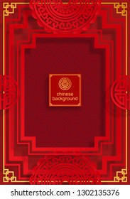 Chinese traditional and asian elements background template on paper color Background.