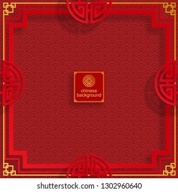 Chinese traditional and asian elements background template on paper color Background.