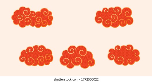Patrón de nube tradicional chino favorable, elemento vectorial del Año Nuevo chino