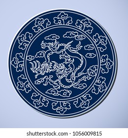 Chinese Traditional Blue And White Porcelain, Dragon 