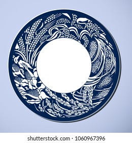 Chinese Traditional Blue And White Porcelain, Grain