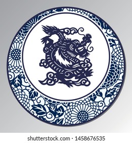 Chinese Traditional Blue And White Porcelain, Dragon