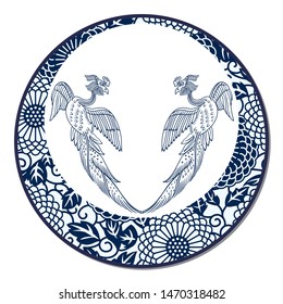 Chinese Traditional Blue And White Porcelain, Phoenix 