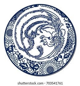 Chinese Traditional Blue And White Porcelain, Phoenix 