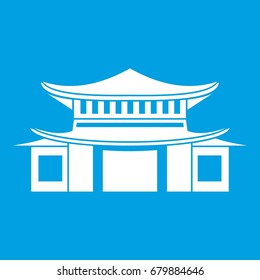 Chinese traditional building. icon white isolated on blue background vector illustration