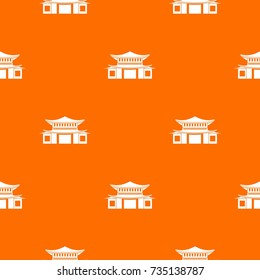 Chinese traditional building. pattern repeat seamless in orange color for any design. Vector geometric illustration