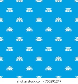 Chinese traditional building. pattern repeat seamless in blue color for any design. Vector geometric illustration