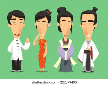 Chinese Traditional Clothing, Vector Illustration Cartoon.