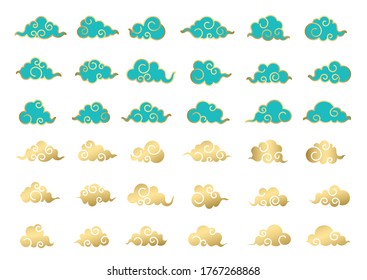 Chinese traditional cloud vector icon collection.