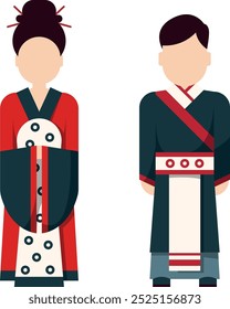 Chinese traditional costumes. Male and female clothes icon