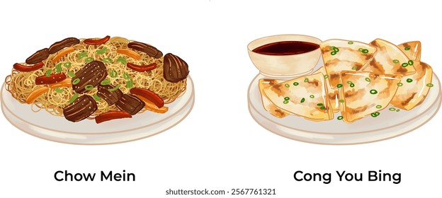 Chinese Traditional Cuisine Illustration Set