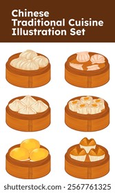 Chinese Traditional Cuisine Illustration Set