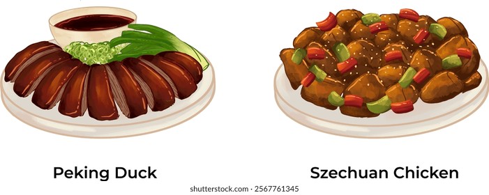 Chinese Traditional Cuisine Illustration Set