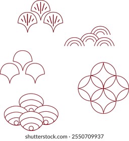 Colección de conjunto gráfico de Vector de Elementos de decoraciones tradicionales chinas.
