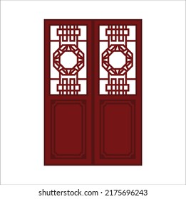 chinese traditional door and windows icon illustration line art vector design