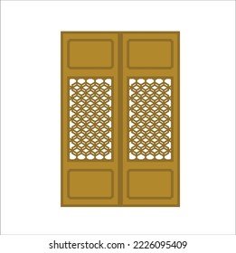 chinese traditional door and windows icon illustration line art vector design