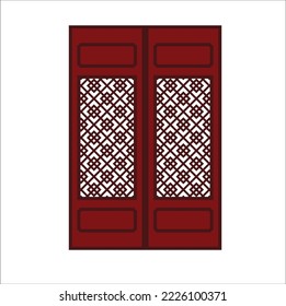 chinese traditional door and windows icon illustration line art vector design