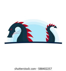 Chinese Traditional Dragon. East Asia. Vector flat illustration