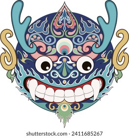 Chinese traditional dragon head mask pattern