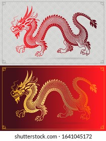 Chinese traditional dragon on Background. Asian dragon silhouette vector