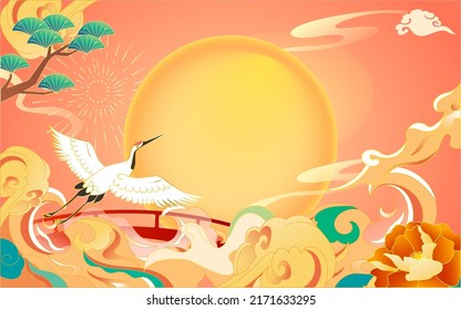 Chinese traditional festival Qixi Festival, Cowherd and Weaver Girl meet on magpie bridge, Chinese Valentine's Day, vector illustration