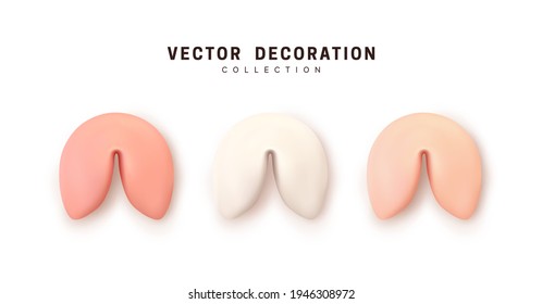 Chinese traditional with fortune cookies realistic 3d design. Vector illustration