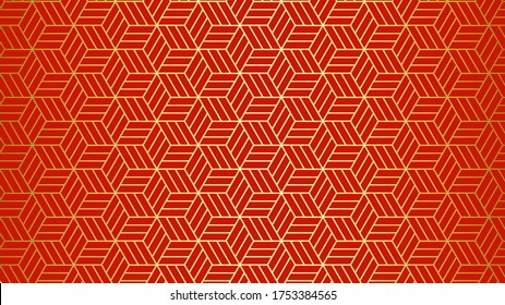 Chinese traditional geometric pattern background, red and golden pattern seamless. vector illustration.