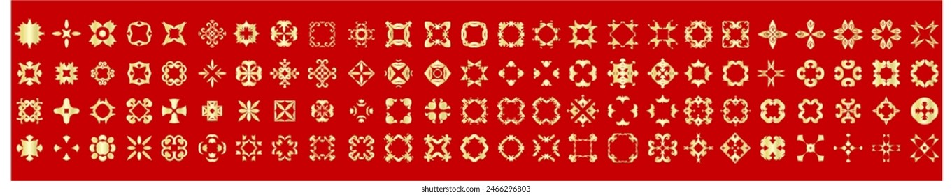 Chinese traditional gold flowers patterns, Asian chinese oriental elements Chinese and Japanese style for card, print, flyers, posters, merch, covers.