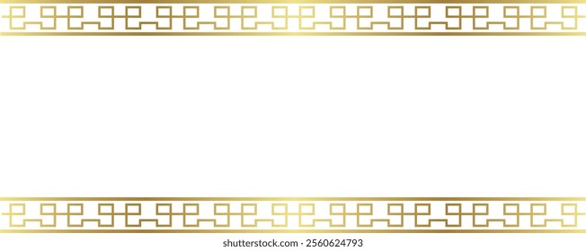 chinese traditional golden frame vector. asian new year festival ornament background