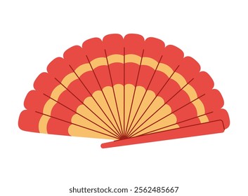 Chinese traditional hand fan flat illustration. Lunar New Year element.