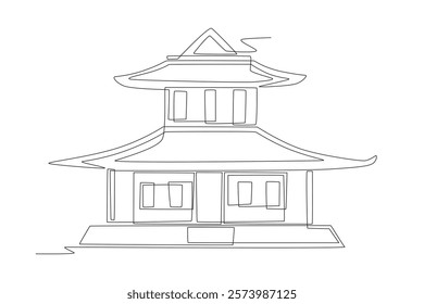 Chinese traditional house concept one-line drawing