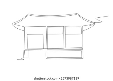 Chinese traditional house concept one-line drawing