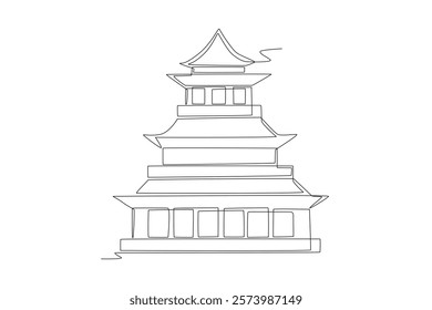 Chinese traditional house concept one-line drawing
