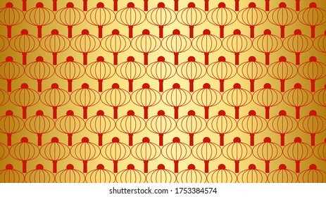 Chinesischer traditioneller Laternenhintergrund, rotes und goldenes Muster nahtlos. Vektorgrafik.