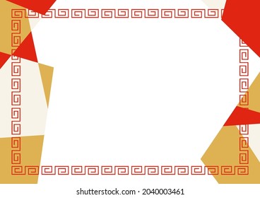 Chinese traditional meander pattern frame and geometric background