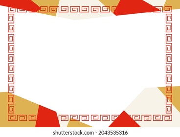 Chinese traditional meander pattern frame and geometric background